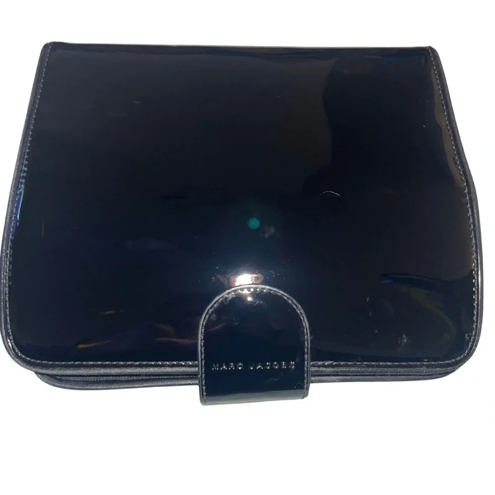 MARC JACOBS Black Patent Leather Pouch Case Makeup Cosmetics Bag